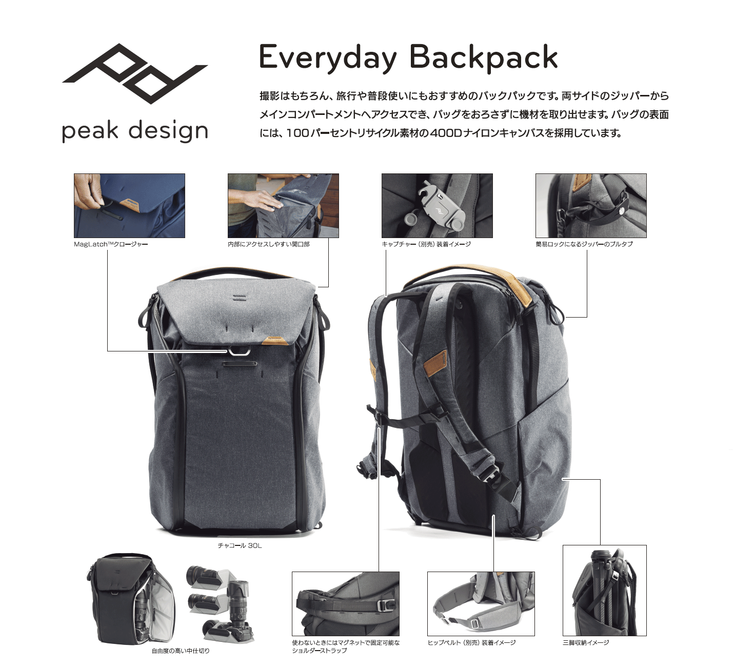 peak design バック　キャプチャー付き